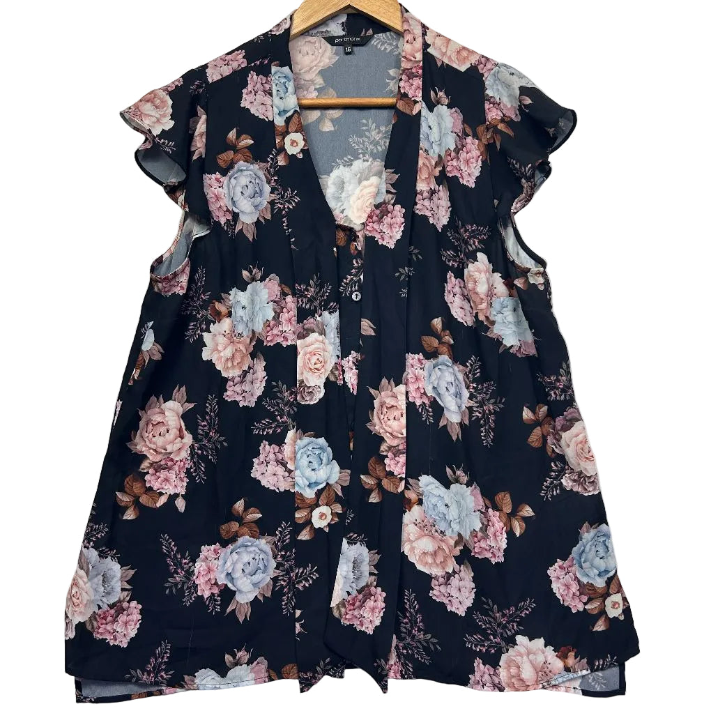 Navy floral shirt front view