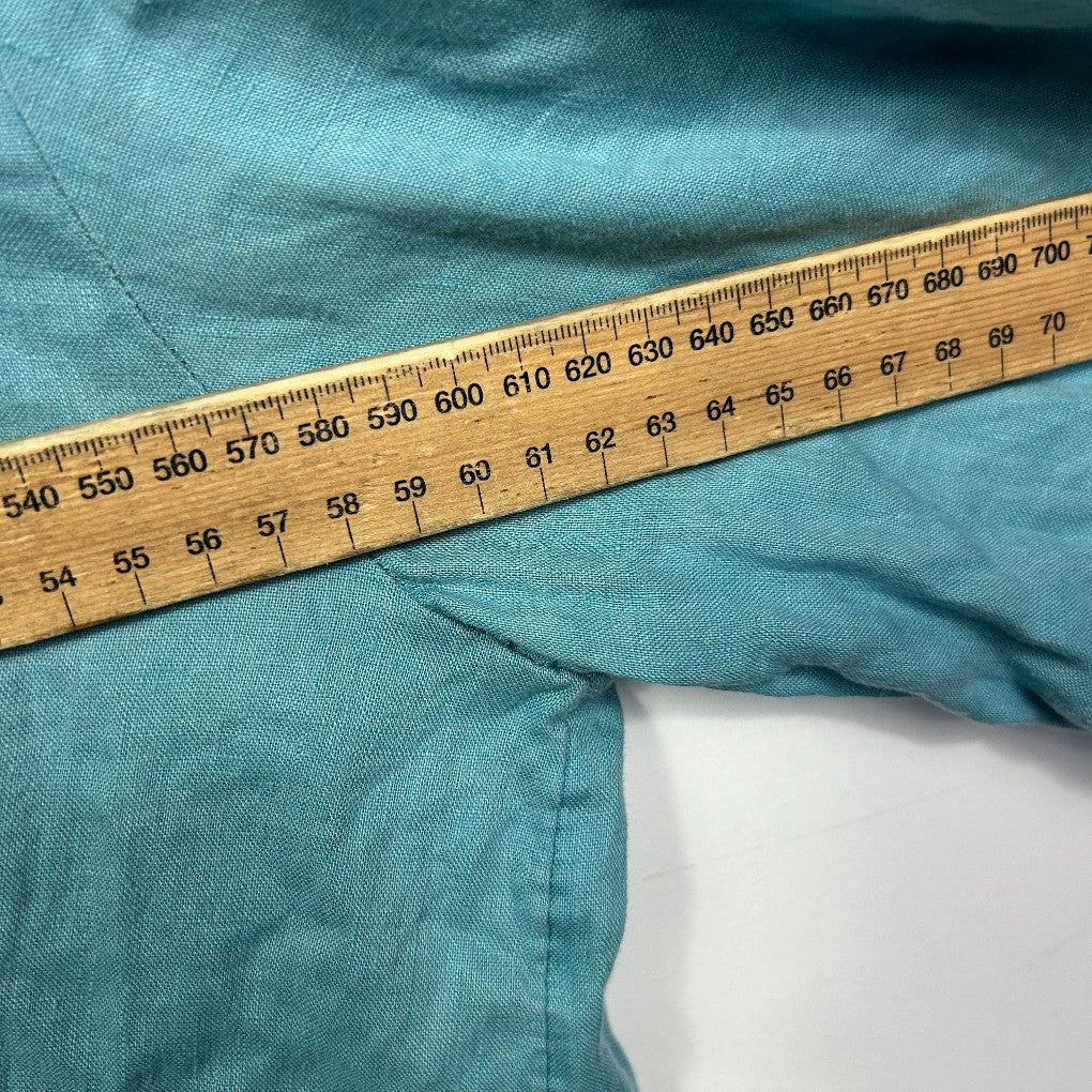 Sussan Teal Linen Oversized Shirt - Size 14