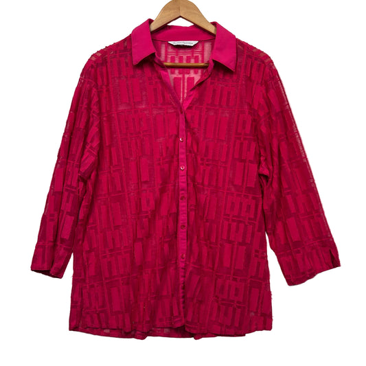 Magenta checked shirt front view