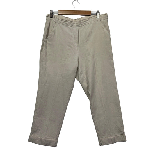 Beige cropped pants front view