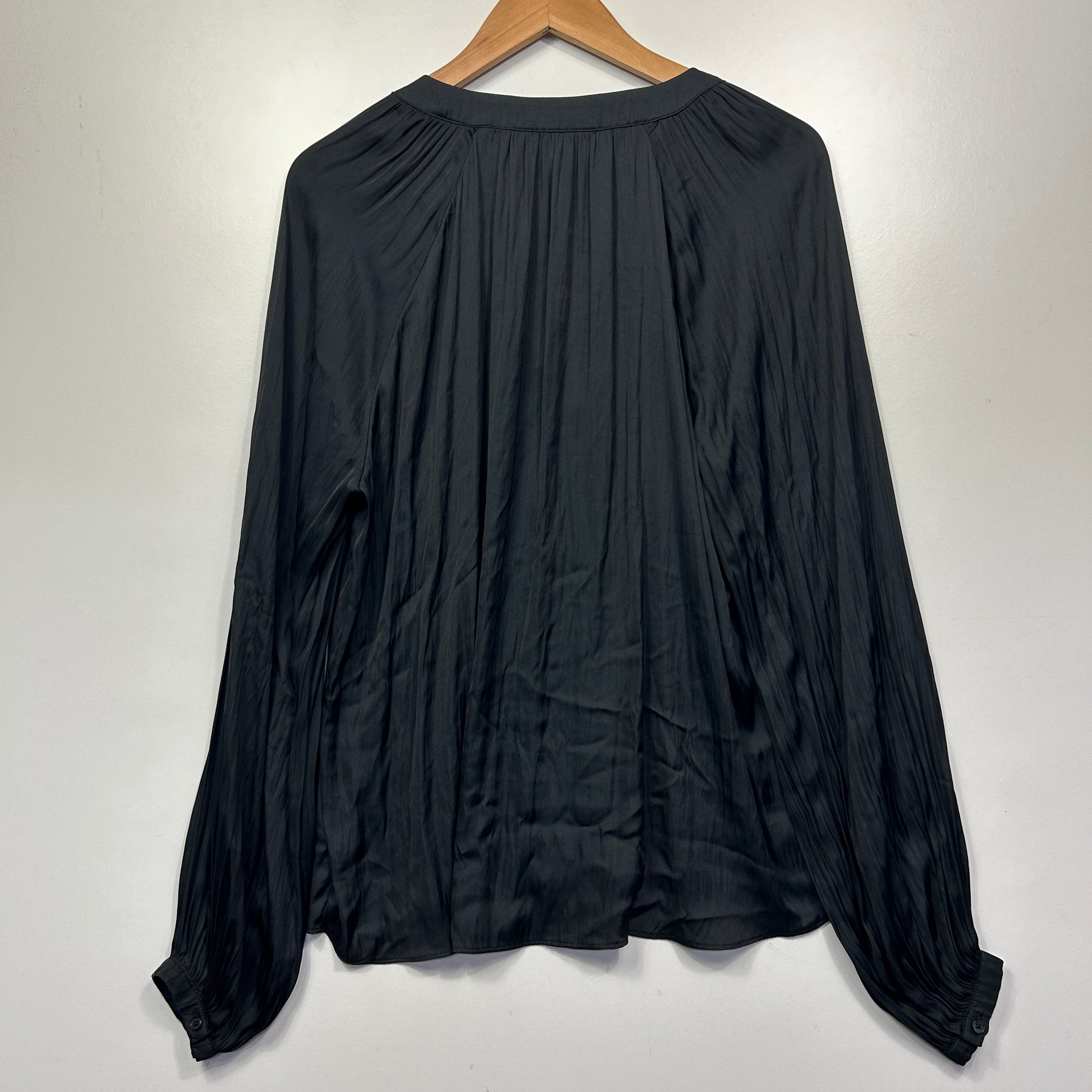Black long sleeve blouse front view