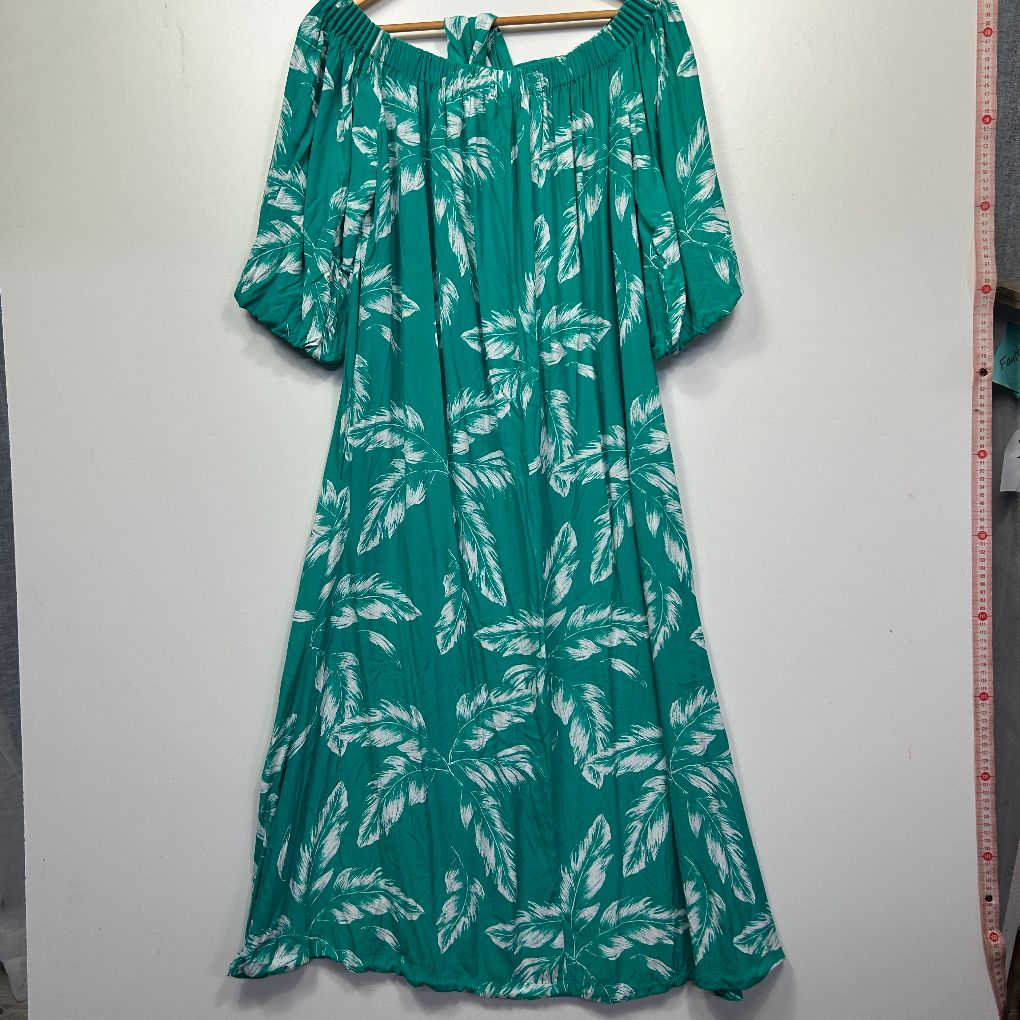 Green floral dress front view