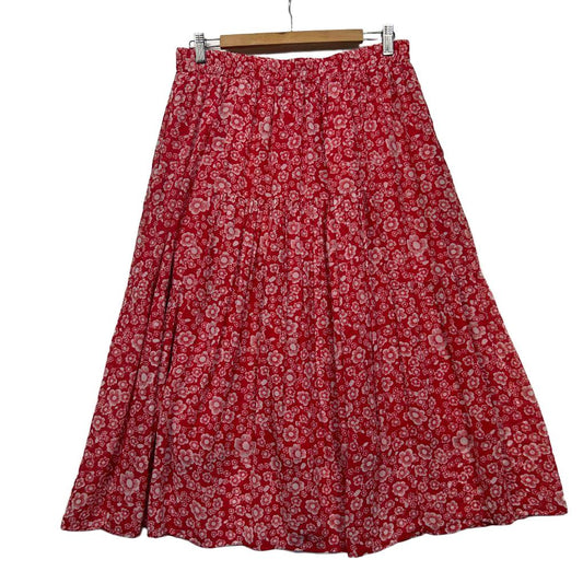 Red floral skirt front view