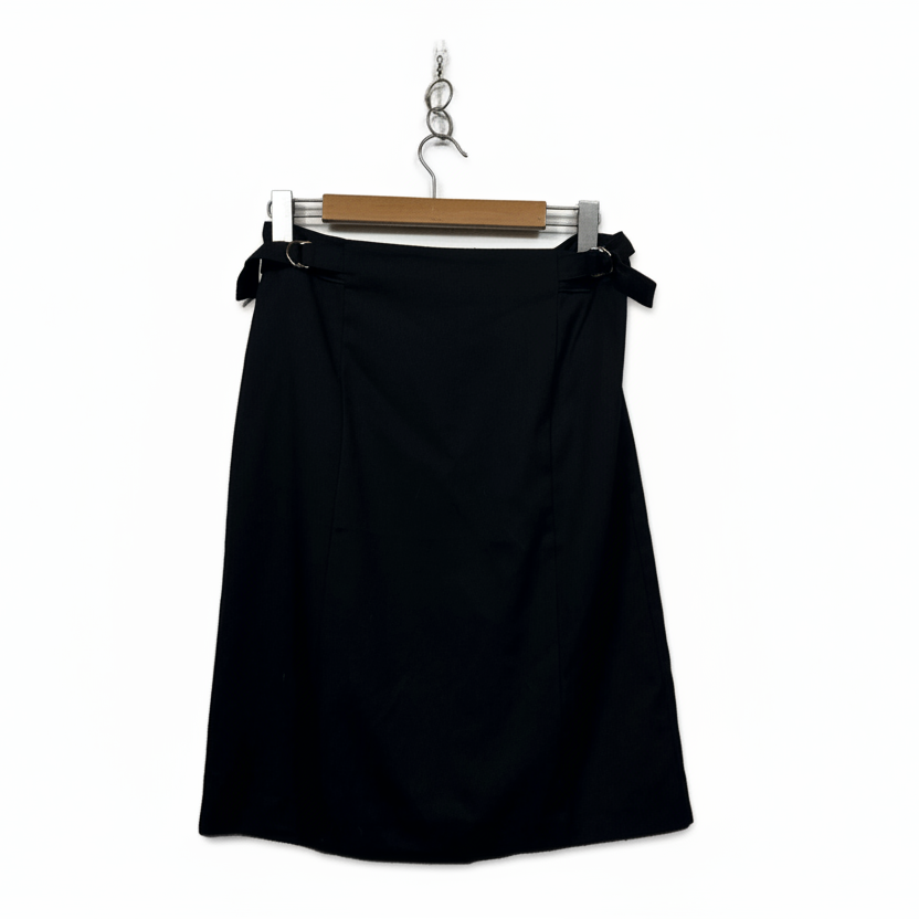 Portmans Womens Black Belted A-line Skirt Size 14