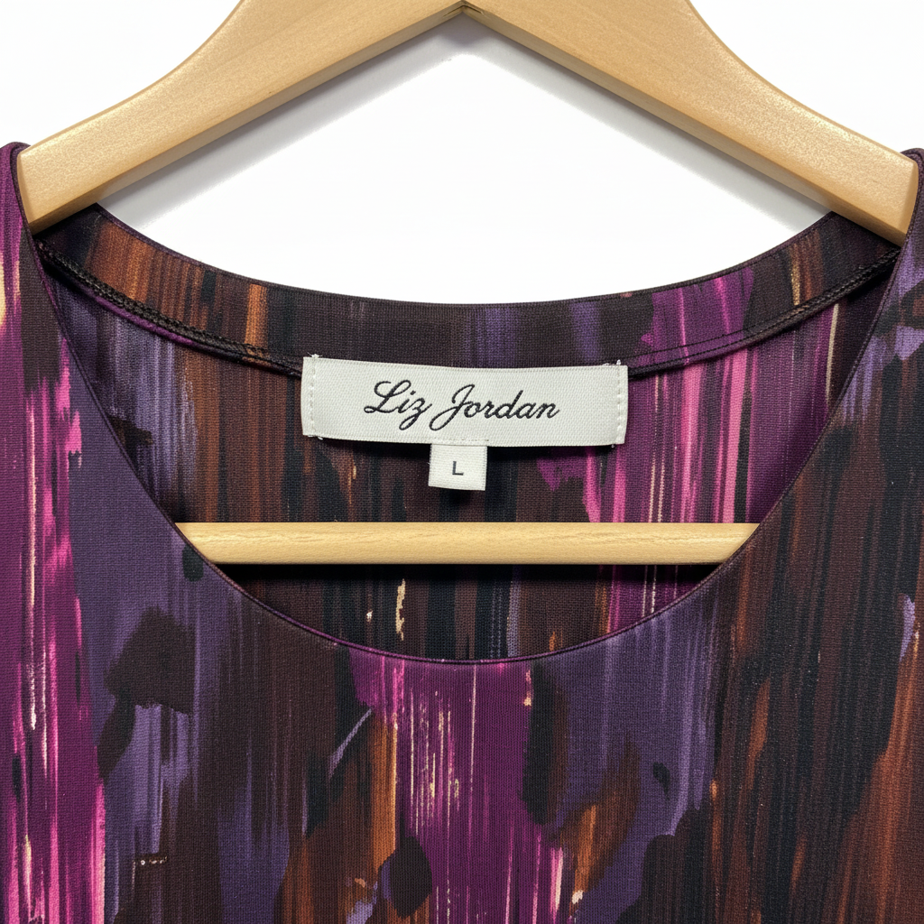Liz Jordan Purple Multicoloured Abstract Dress - Size L label