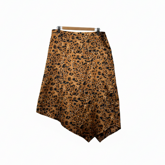 Bee Maddison Tan Leopard Print Skirt - Size 16