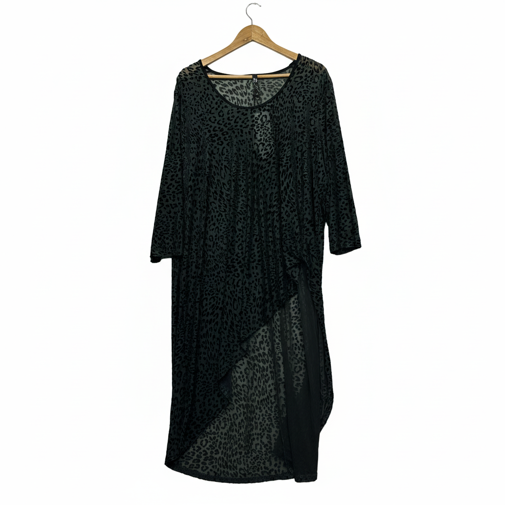 Taking Shape green and black leopard print velour tunic dress size 24 front view