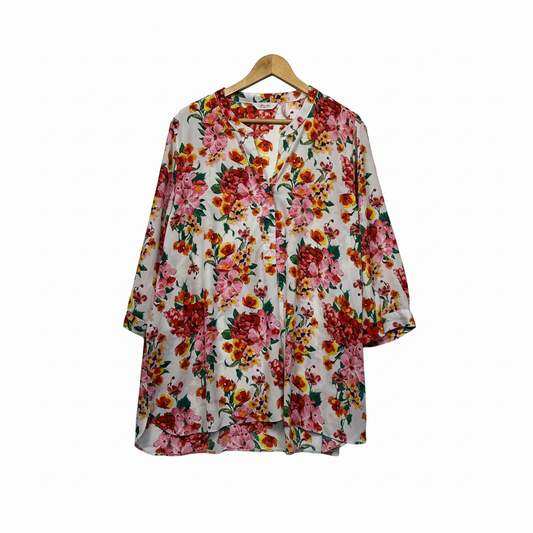 Millers White Multicoloured Floral Print Tunic Top Size 22