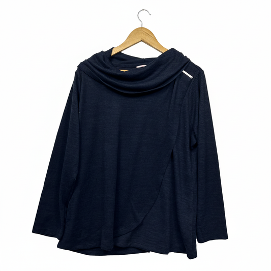 Millers Woman Navy Brushed Knit Cowl Neck Top - Size 20