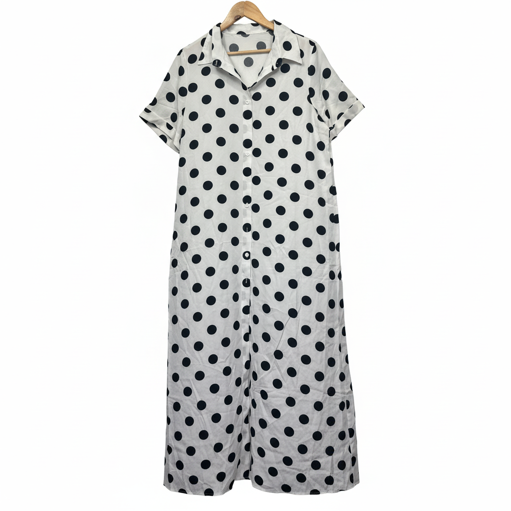 Shein White Polka Dot Dress - Size XL