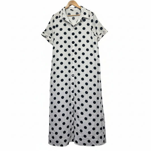Shein White Polka Dot Dress - Size XL