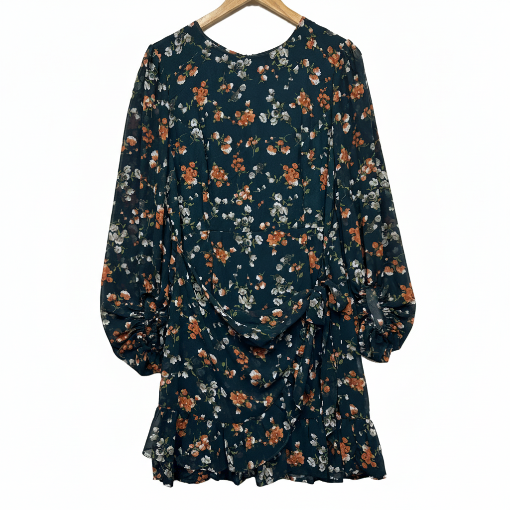 Princess Polly Teal Floral Dress - Size 16