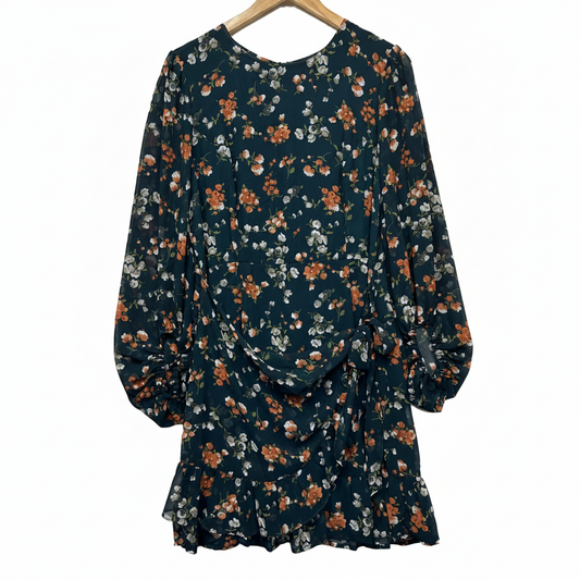 Princess Polly teal floral dress front view