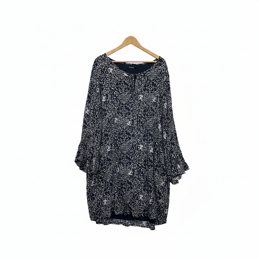 WITE+ Navy Damask Print Tunic Dress - Size 18