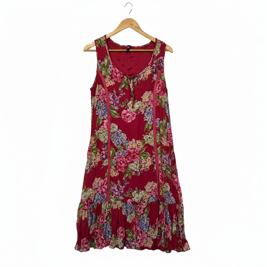 Foil Floral Print Sleeveless Dress - Size 14
