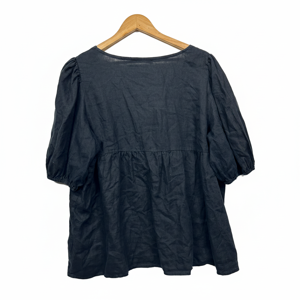 Sportsgirl Black Puff Sleeve Top - Brand Label