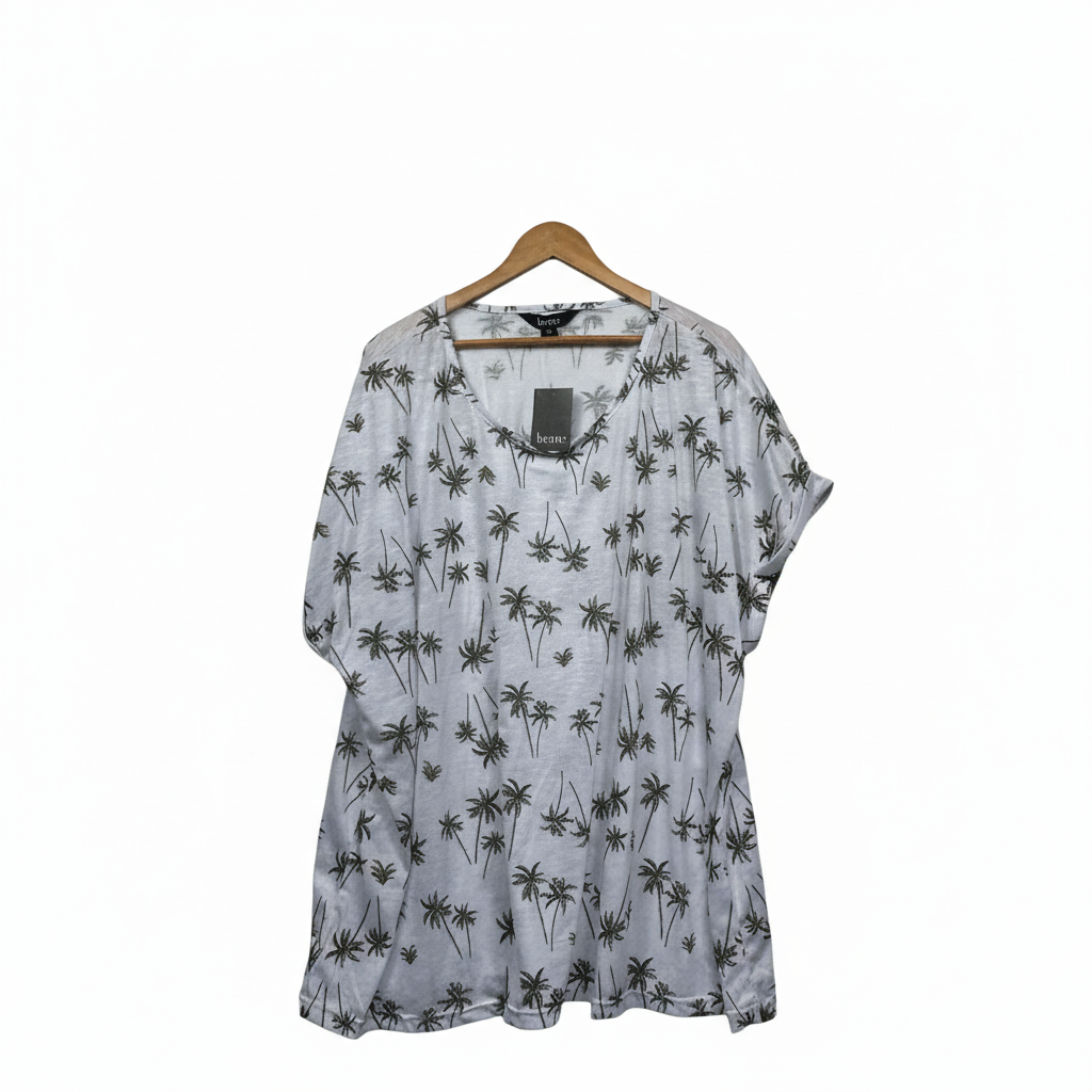 Beme White Palm Tree Print Top - Size 24