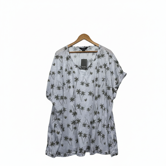 Beme White Palm Tree Print Top - Size 24