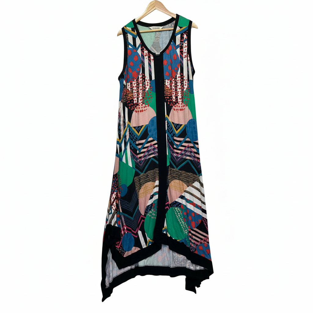 Virtuelle Multicoloured Abstract Print Dress - Size 16/Small