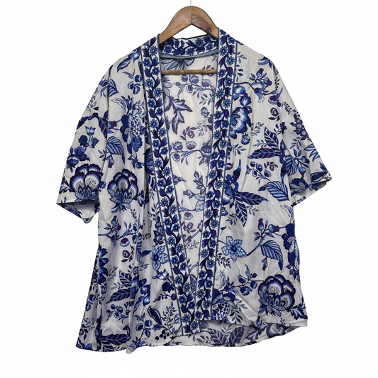 Shein Blue Floral Kimono - Size XL