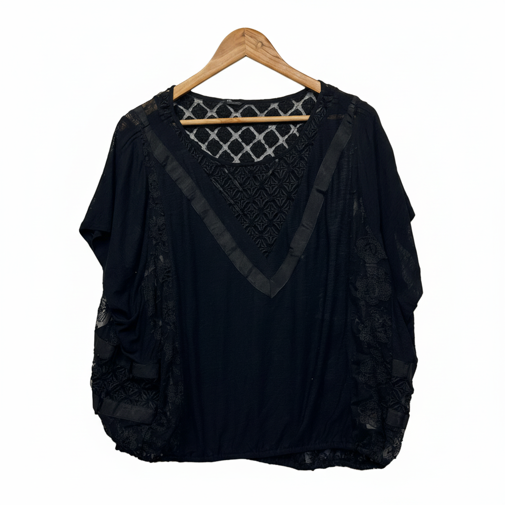 Black Lace Overlay Top Size XL