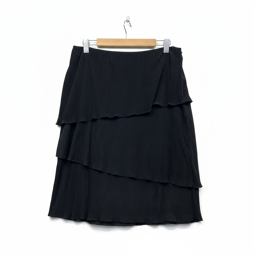 Liz Jordan Black Layered Pleated Skirt - Size 1XL