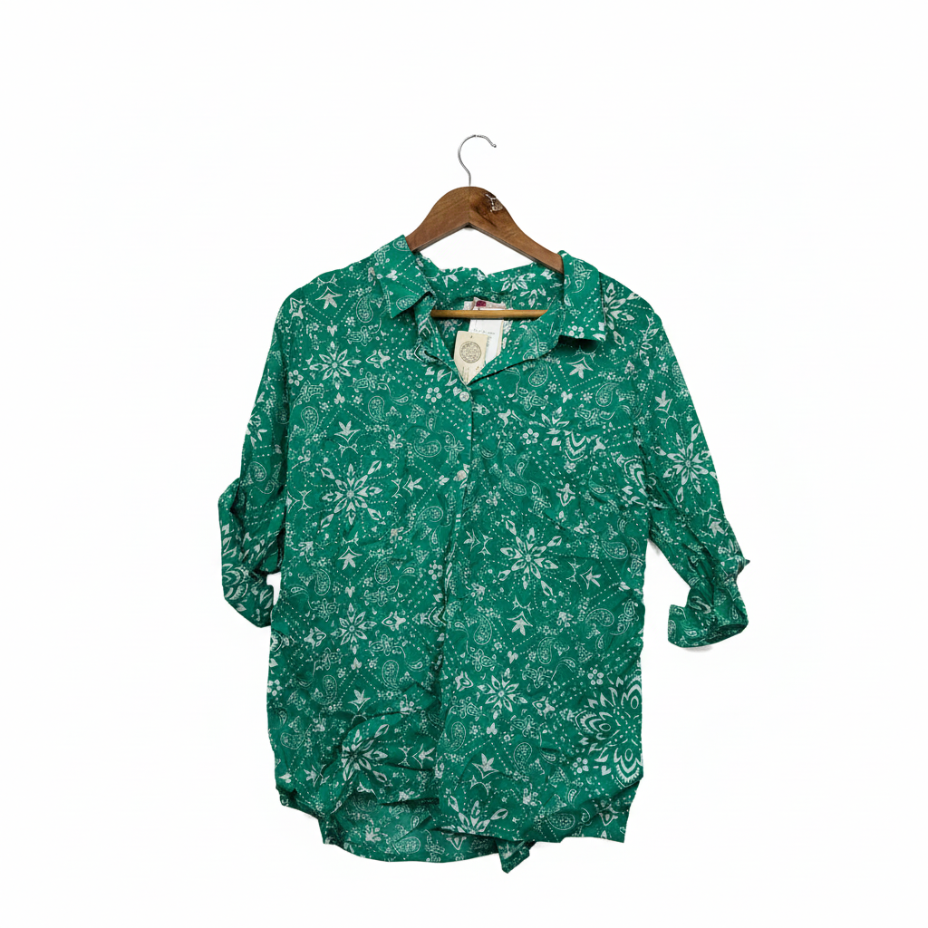 Millers Green Paisley Button Up Shirt - Size 14