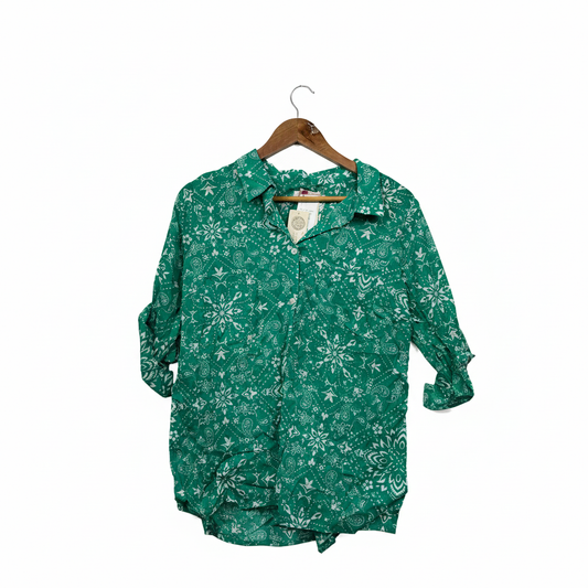 Millers Green Paisley Button Up Shirt - Size 14