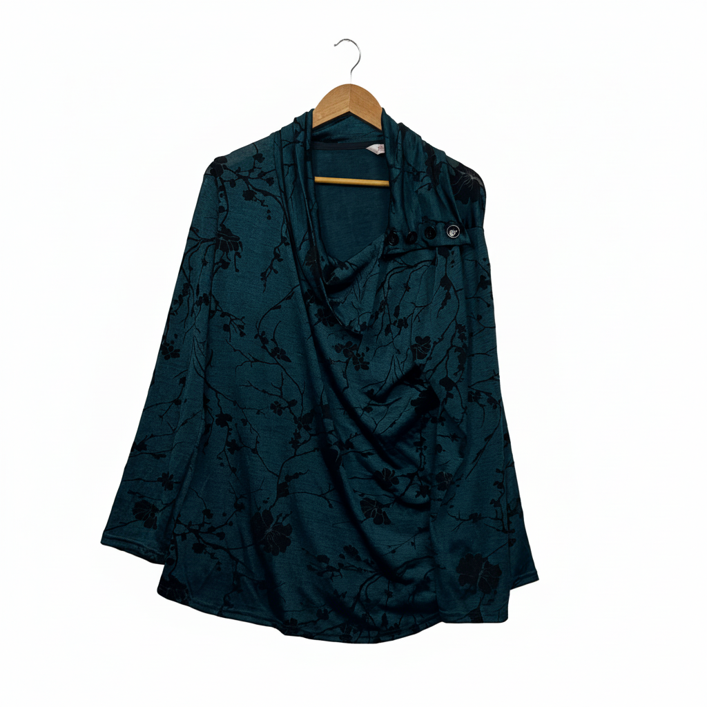 Millers Teal Black Floral Top - Size 18