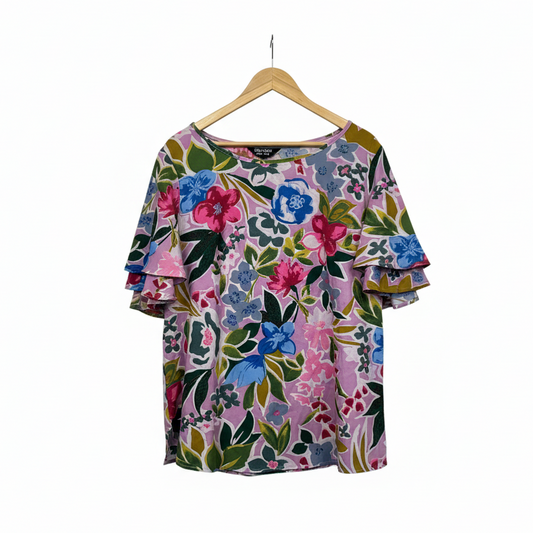 Bloomchic Purple Pink Blue Floral Top Size 18-20