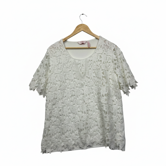 Millers White Top with Lace Sleeves Size 20