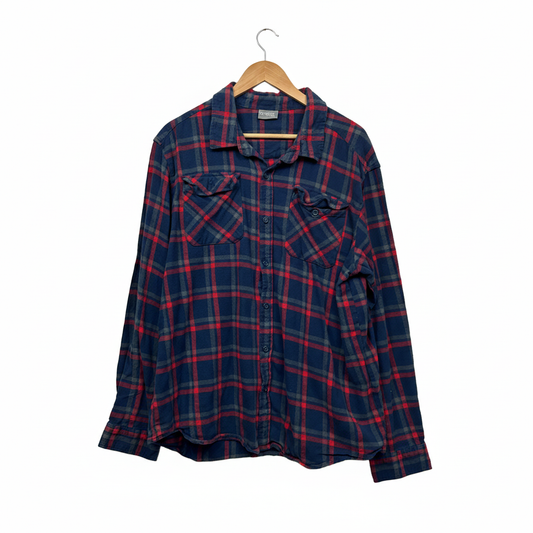 Outrak Navy, Red & Grey Plaid Flannel Shirt - Size 3XL
