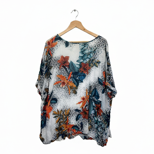 TS Multicoloured Tropical Print Top - Lining Detail