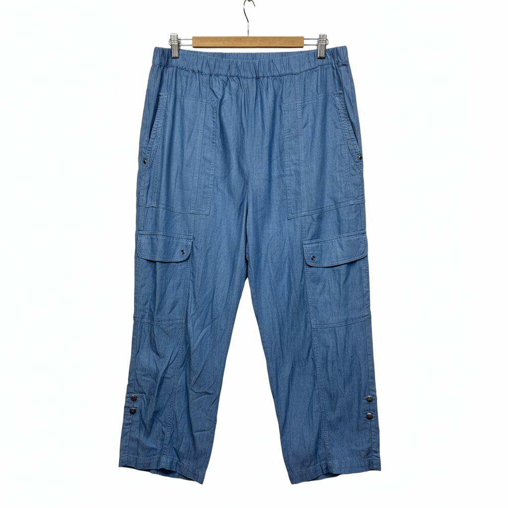 Threadz Blue Chambray Cargo Pants - Size XL