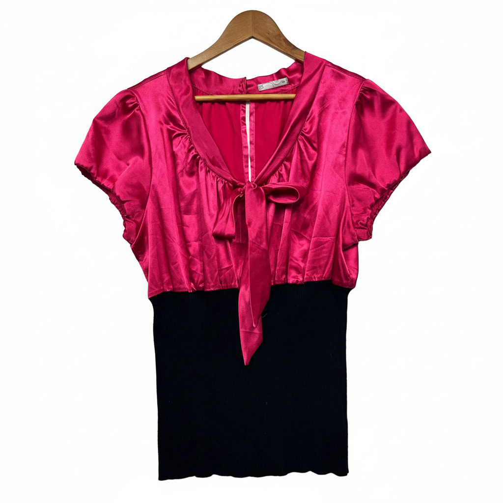 Portmans Hot Pink Black Top - Size 18
