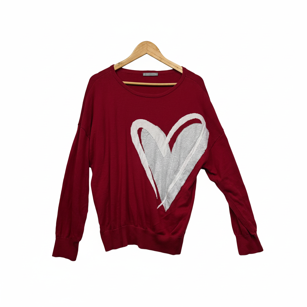 Katies Red Heart Knit Long Sleeve Jumper - Size 2XL