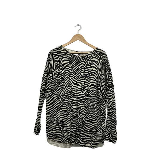 Suzanne Grae Zebra Print Sweater Knit Top - Size 2XL