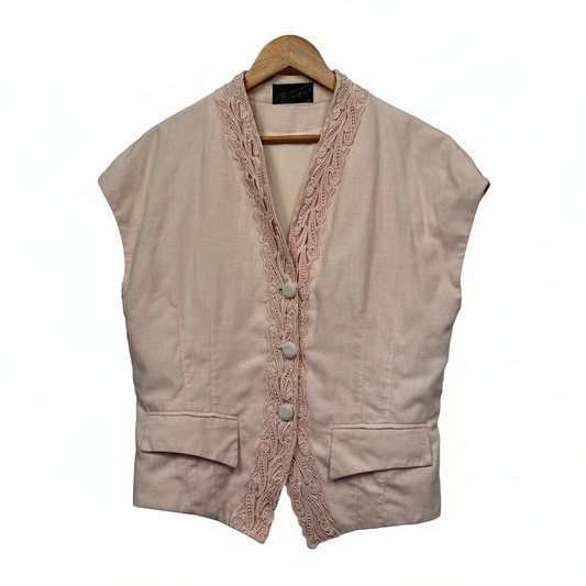 Linia Agenta Champagne Lace Trim Top - Size 20 front view