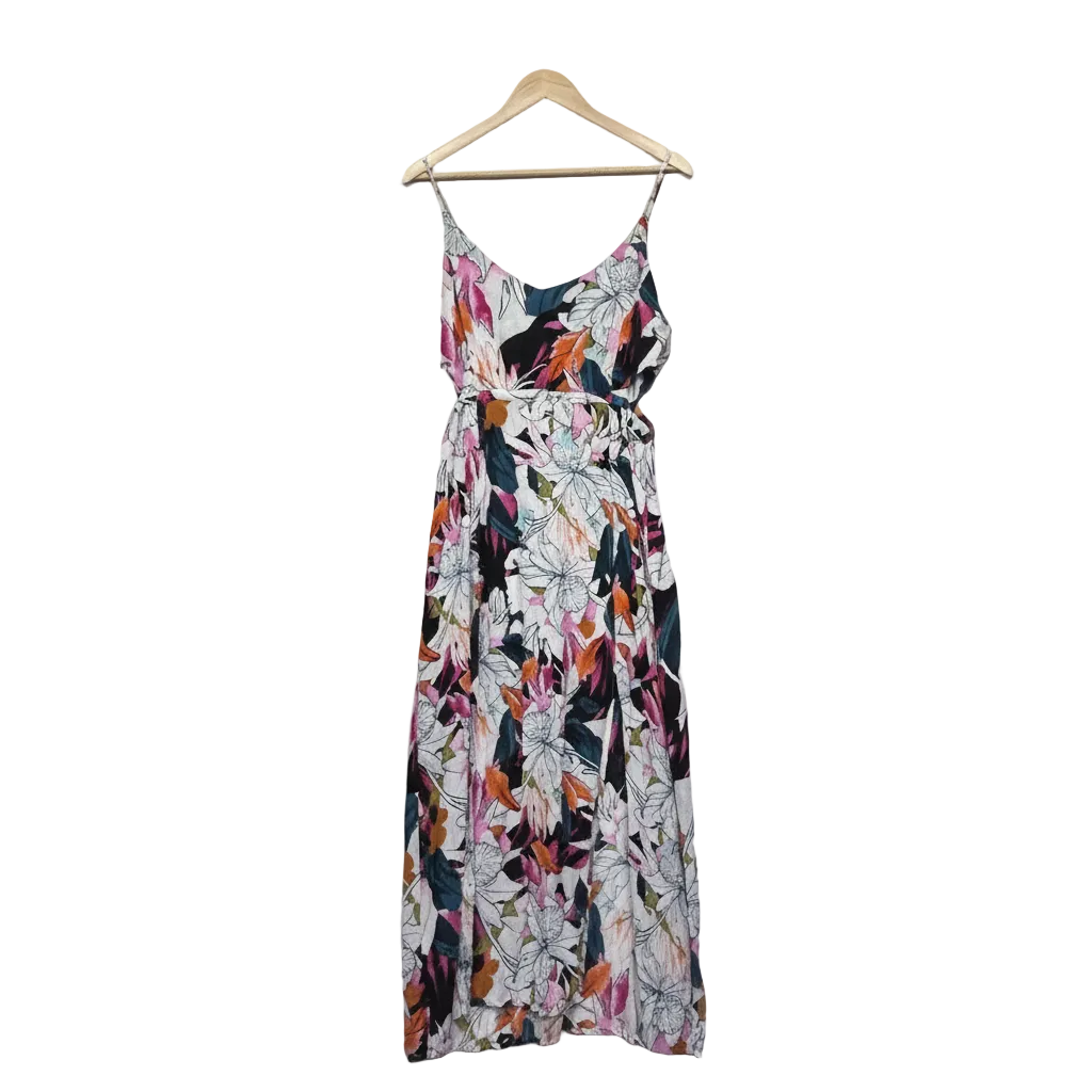 Sportsgirl Floral Maxi Dress with Waist Cut Out - Size 14