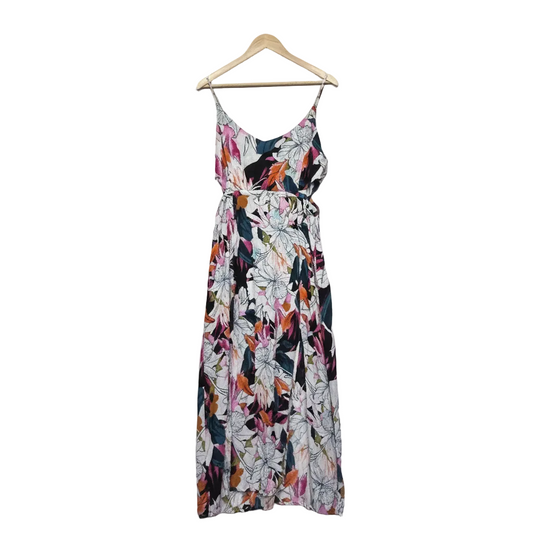 Sportsgirl Floral Maxi Dress with Waist Cut Out - Size 14