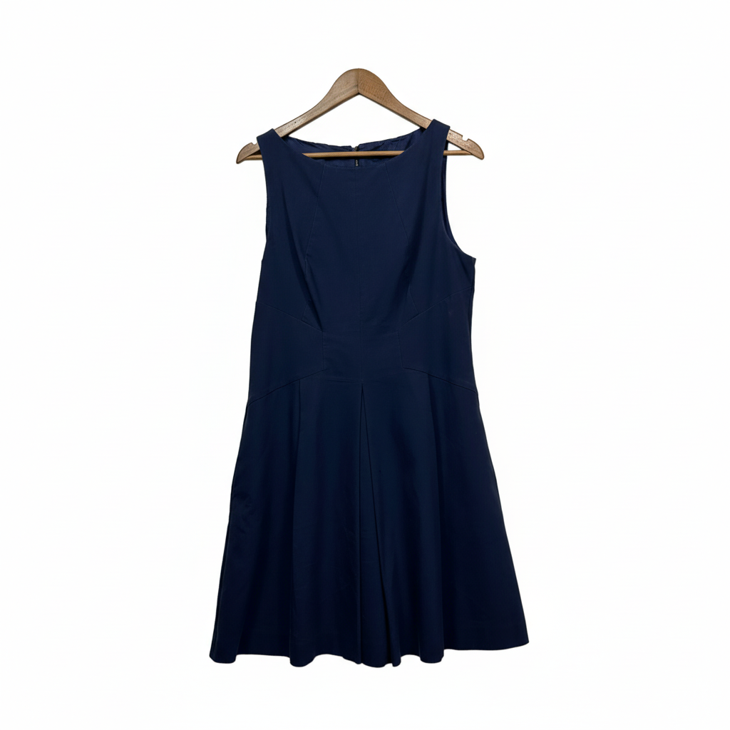 Cue Navy Blue Fit and Flare Sleevless Dress - Size 14