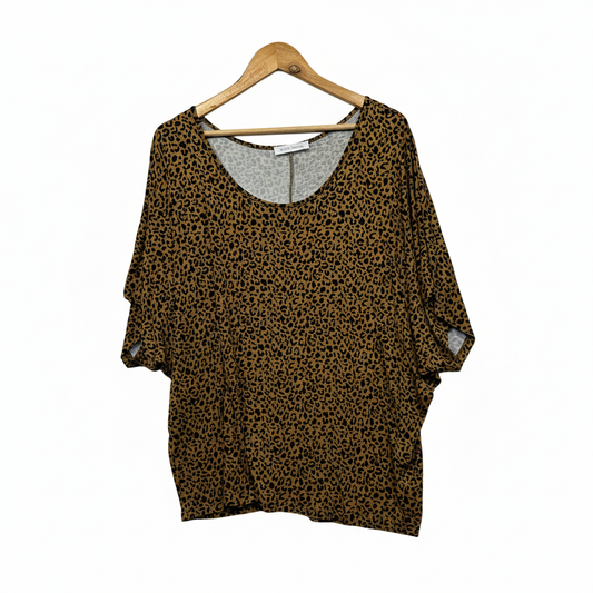 Betty Basics Tan Leopard Print Top Size 20