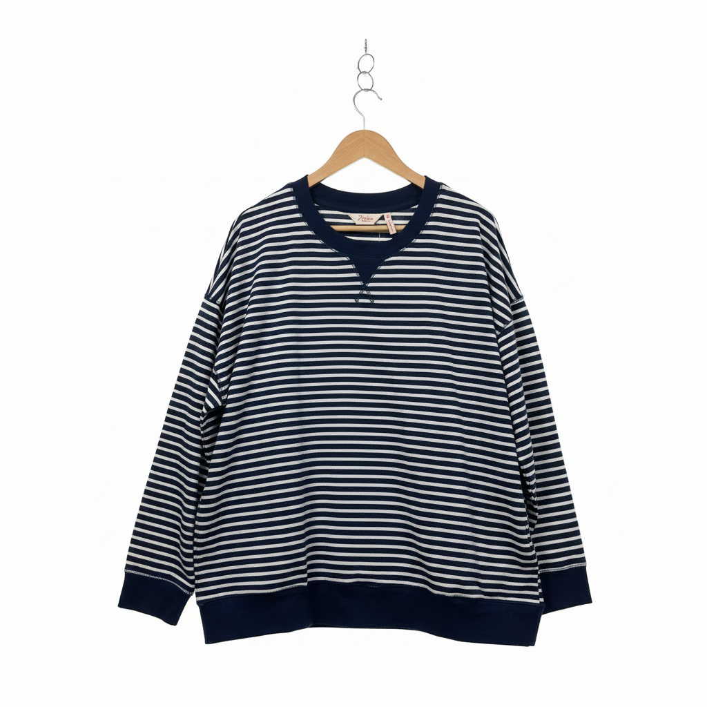 Millers Navy and White Striped Jumper - Size 18