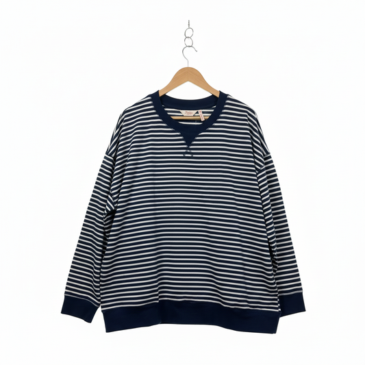 Millers Navy and White Striped Jumper - Size 18