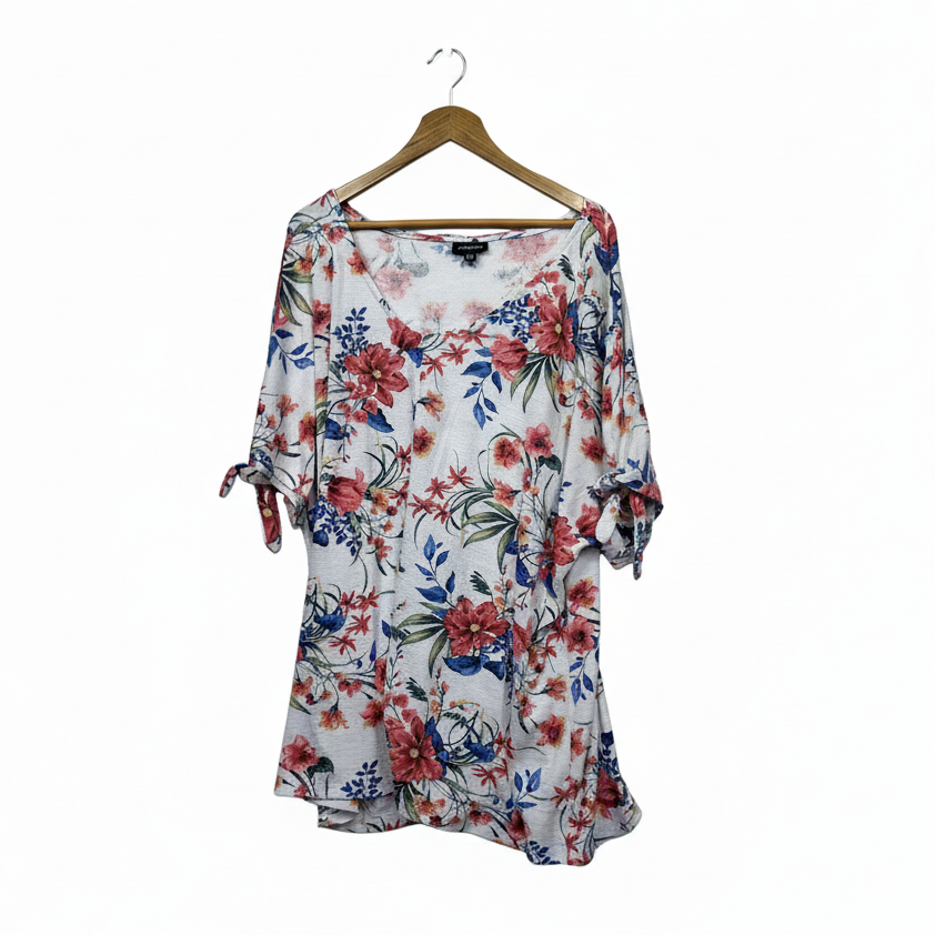Autograph white floral print tunic top size 24 front view