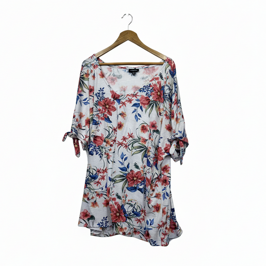 Autograph white floral print tunic top size 24 front view
