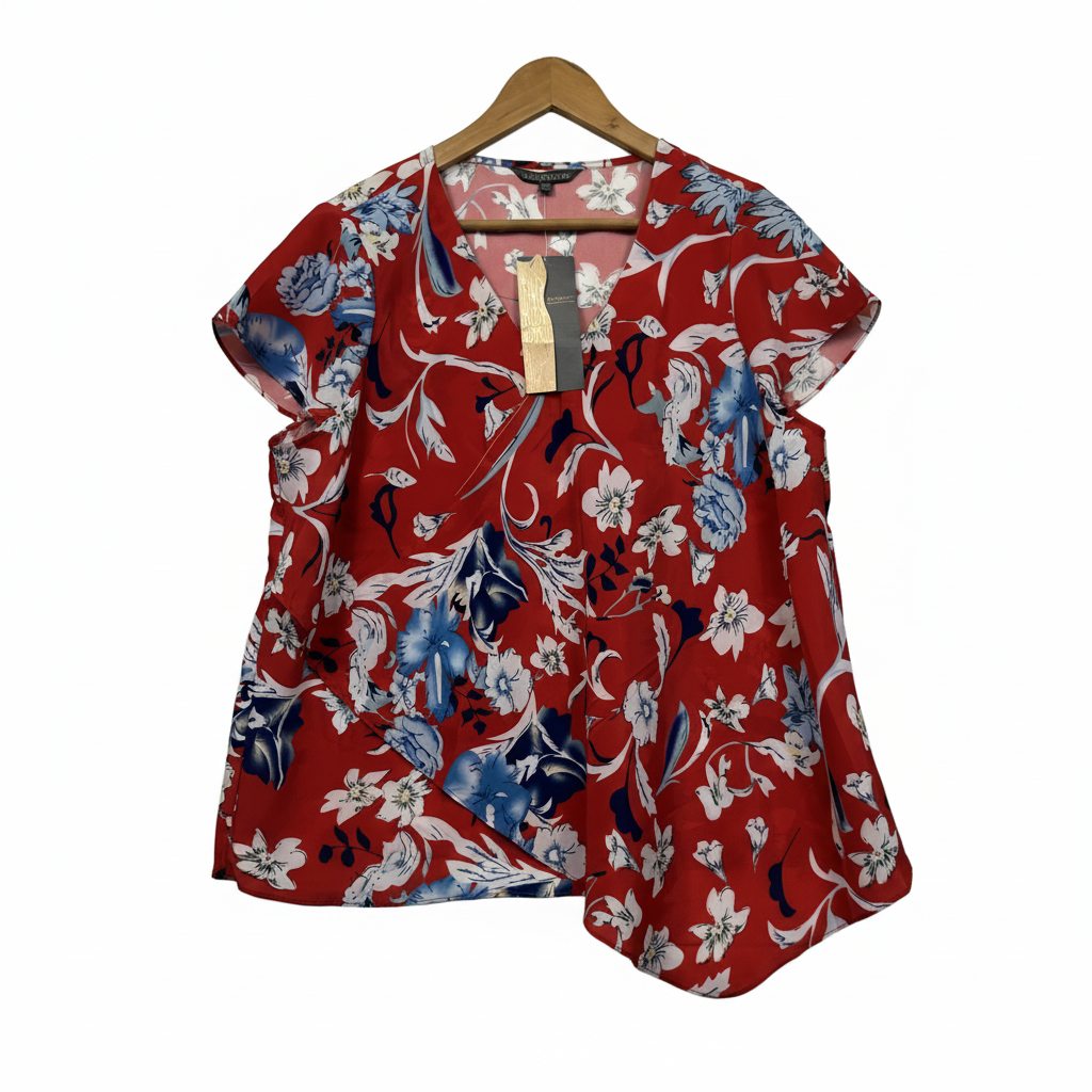 Liz Jordan Red Floral Print Top - Size 16