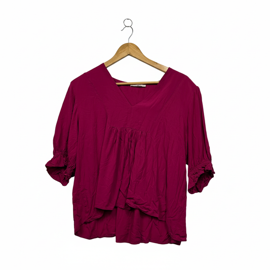 Abel The Label Burgundy 3/4 Sleeve Top Size 16