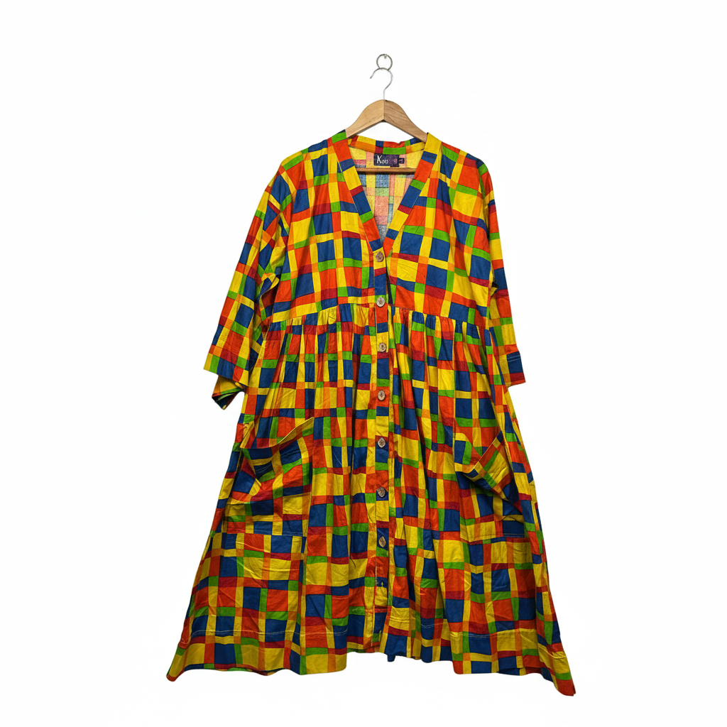 Keshet Vibrant Colour Block Tiered Dress - Size M/L