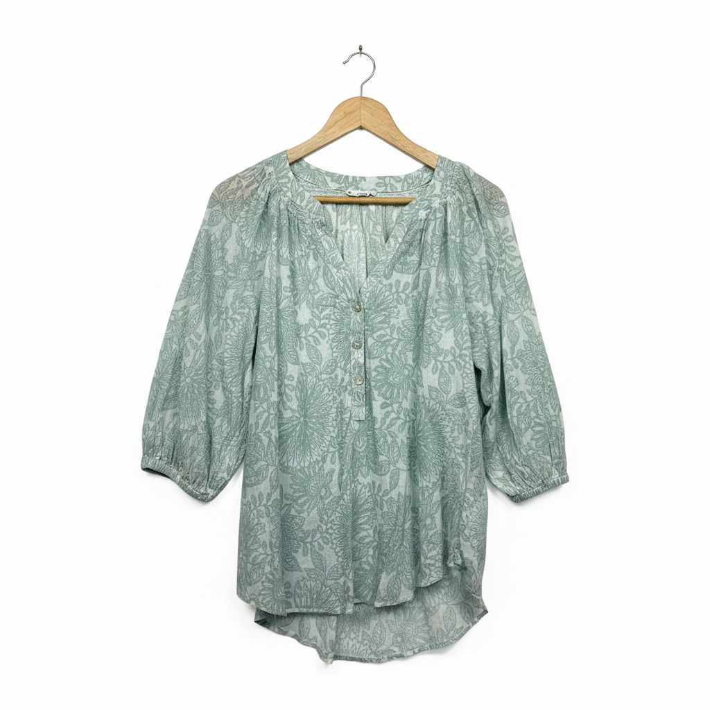 Target Sage Green Floral Peasant Top - Size 16